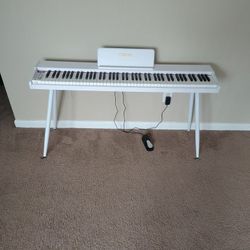 88 Key Digital Piano Semi Weighted Keyboard, Full-Size Electric Piano for Beginners With Sheet Music Stand,Pedal,Power Adapter,Headphone Mode,USB-MIDI