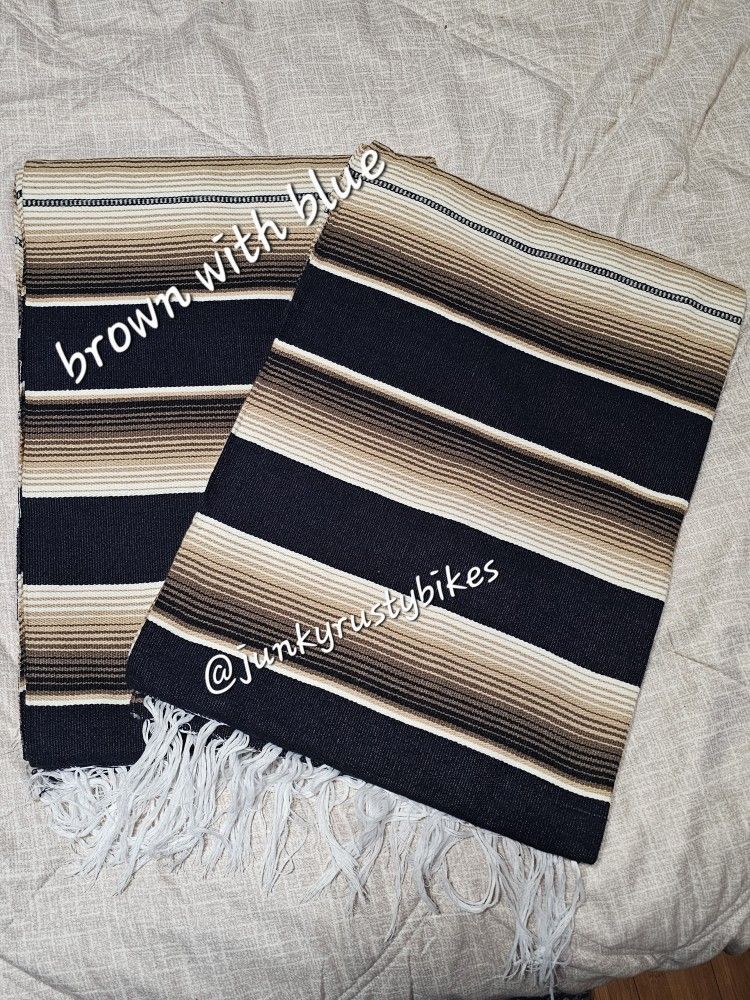 New Brown Blue 5x7 Serape Sarape Zarape Mexican Blanket