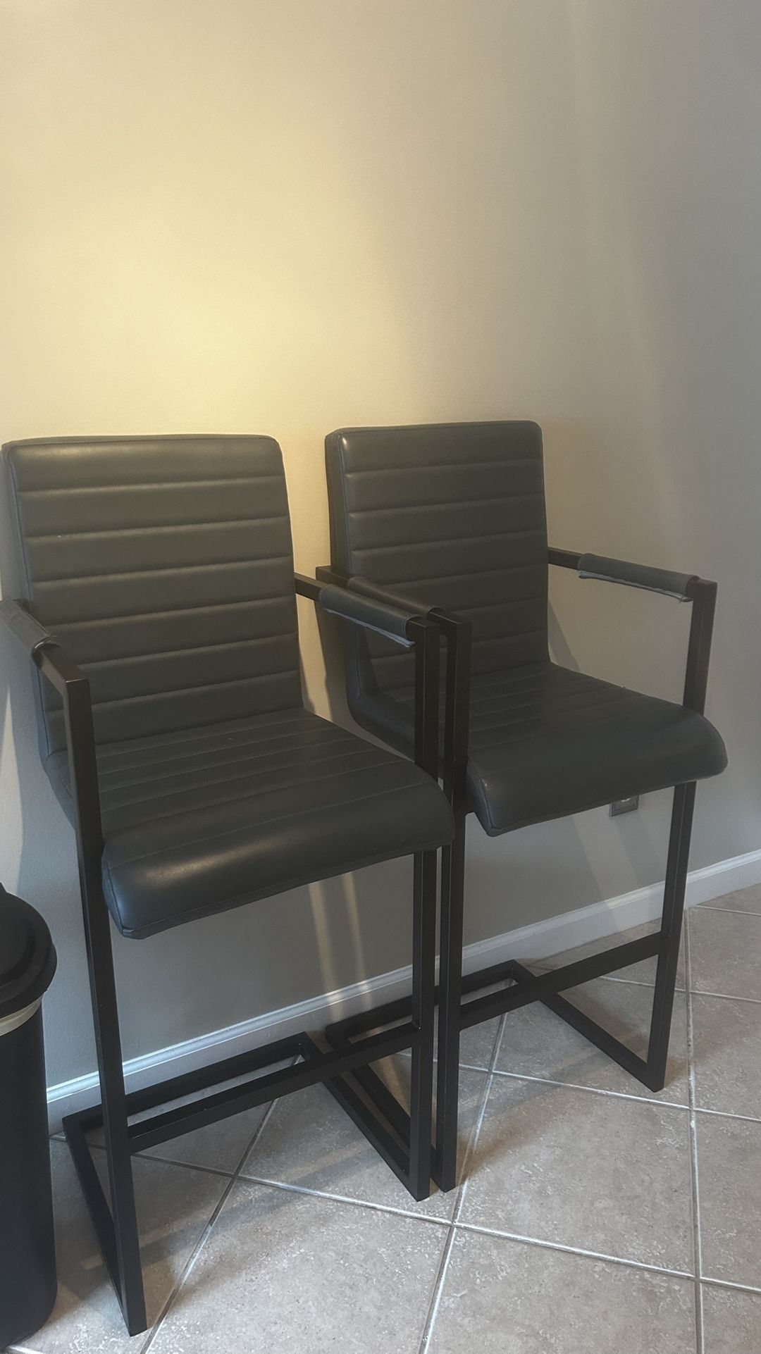Tall Designer,  Leather Bar Chairs (see Description) 