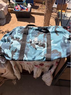 Large blue camo duffel bag