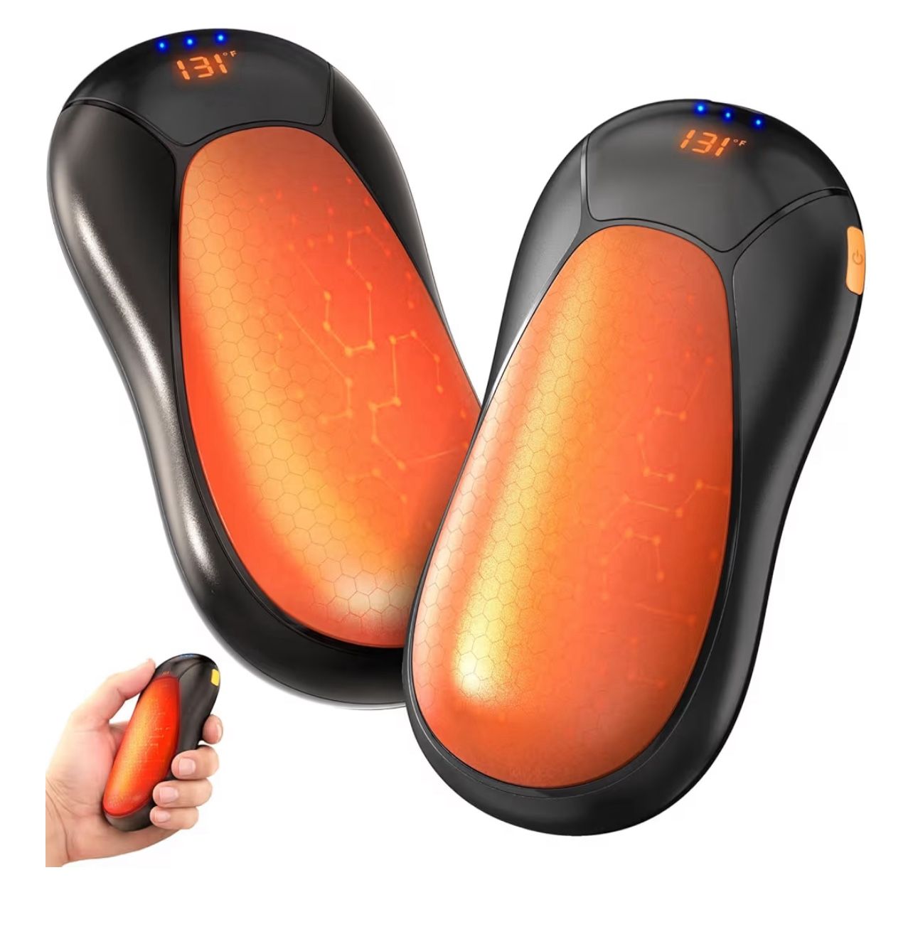 Rechargeable Hand Warmers 2 Pack - 8000mAh Electric Hand Warmers, Instant 2s Heating, 3 Heat Levels with Digital Display, Safe Gift for Men & Women –