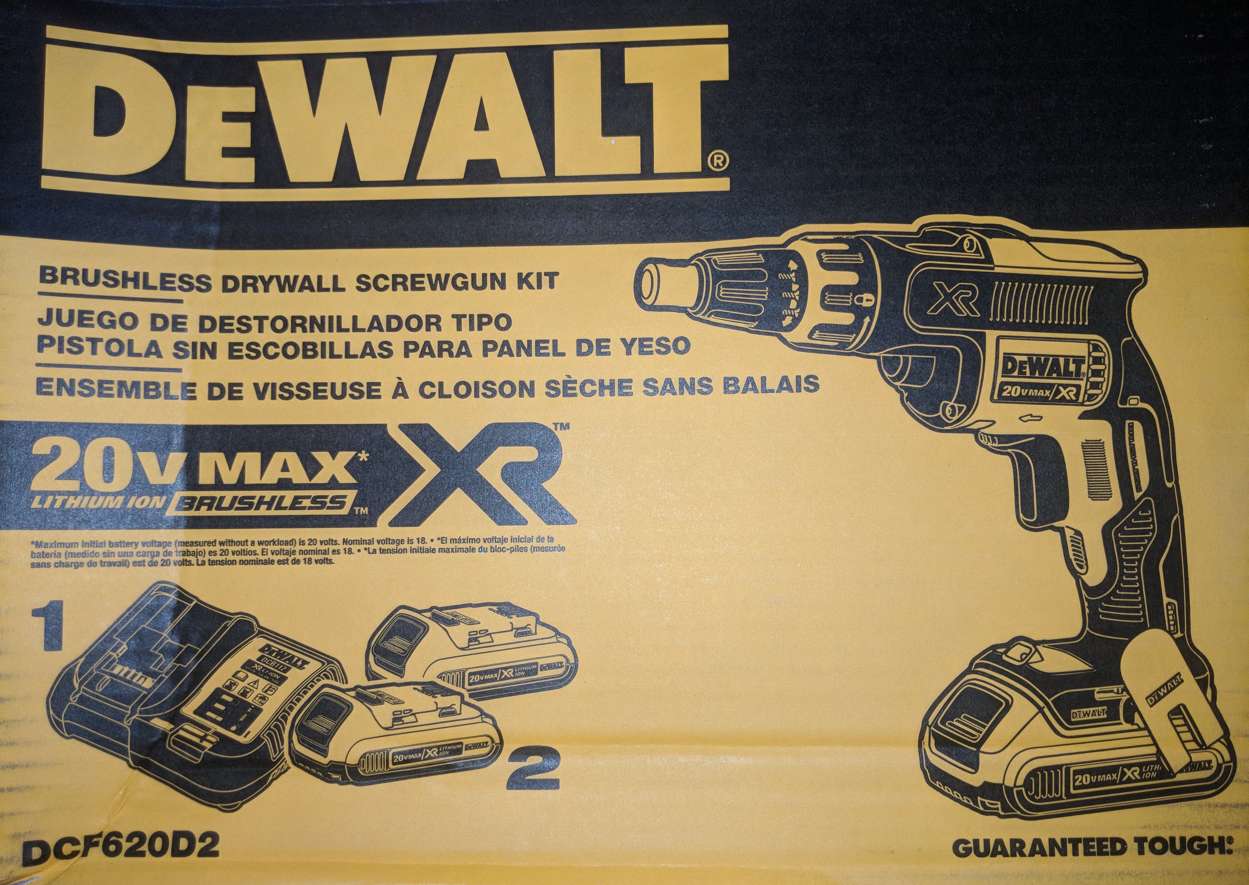 20-Volt MAX XR Lithium-Ion Cordless Brushless Drywall Screw Gun Kit with (2) Batteries 2Ah, Charger