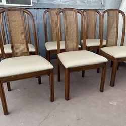 Solid Wood Six Regular Chairs In Good Condition All Chairs Have New Upholstery on it