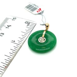 14kt Gold Round Jade Pendant Good Luck 4.00grams 153497 17