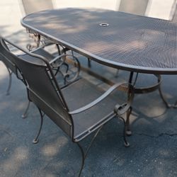 OW Lee Wrought Iron Patio Set Outdoor 