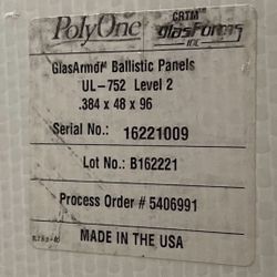 USA Made 3/8” Level 2 “Kevlar” Bullet Proof Resistant Fiberglass Panels