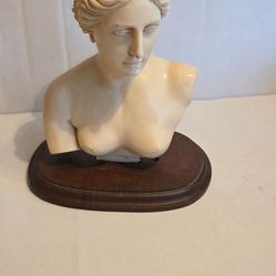 Vintage Venus Bust Sculpture on Wood Base