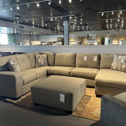 Light Brown 3PC Chaise Sleeper Sectional Couch