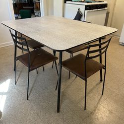 Mid Century Dining Table Chairs Set 1950s Wrought Iron Formica