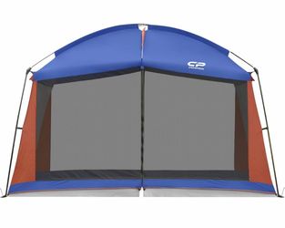 Screen House 12 x 10 Ft Screened Mesh Net Wall Canopy Tent Screen Shelter Gazebos for Patios Outdoor Camping Activities - Blue