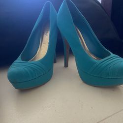 suede green heels 