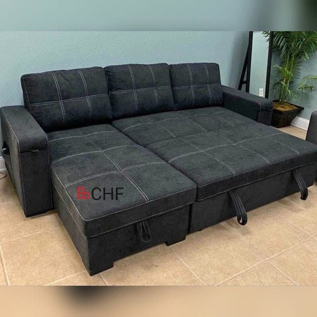 Sleeper Sectional Sofa With Storage Chaise And Cup Holder // Limited Time Offer