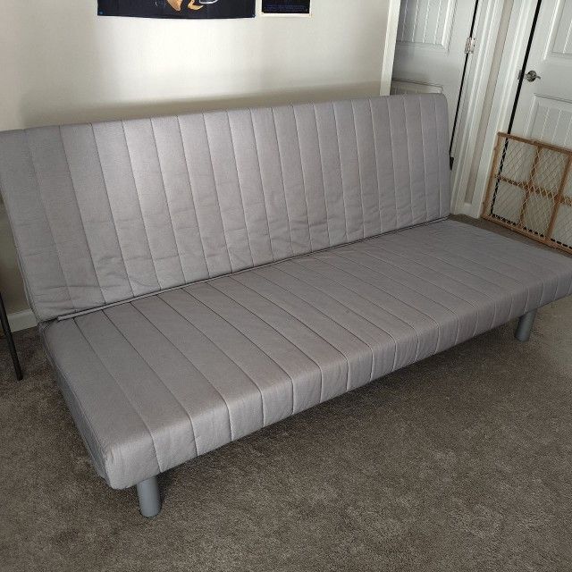 Large Grey Futon + FREE Pillow top Mattress Pad To Match