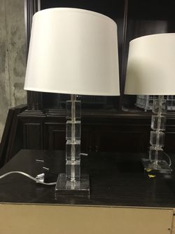 Set of clear base table lamps