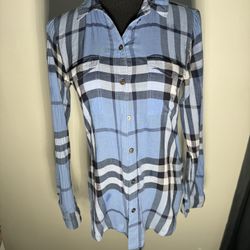 Burberry Britt Plaid Button Down Size xs  Button. Down  Very light   There is a stain where the button is - it could be removed with proper cleaning (