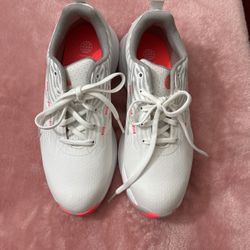 Adidas’s Size 7  White Pink Women’s  Waterproof Spiikeless Golf Shoes G23912 