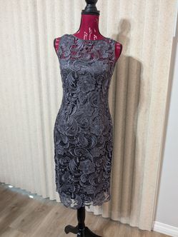 Adrianna Papell Classic Sleeveless Lace Sheath Dress Women US Size 4