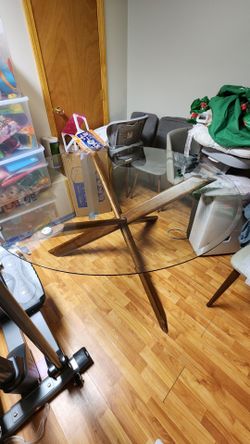 54" glass round dining table