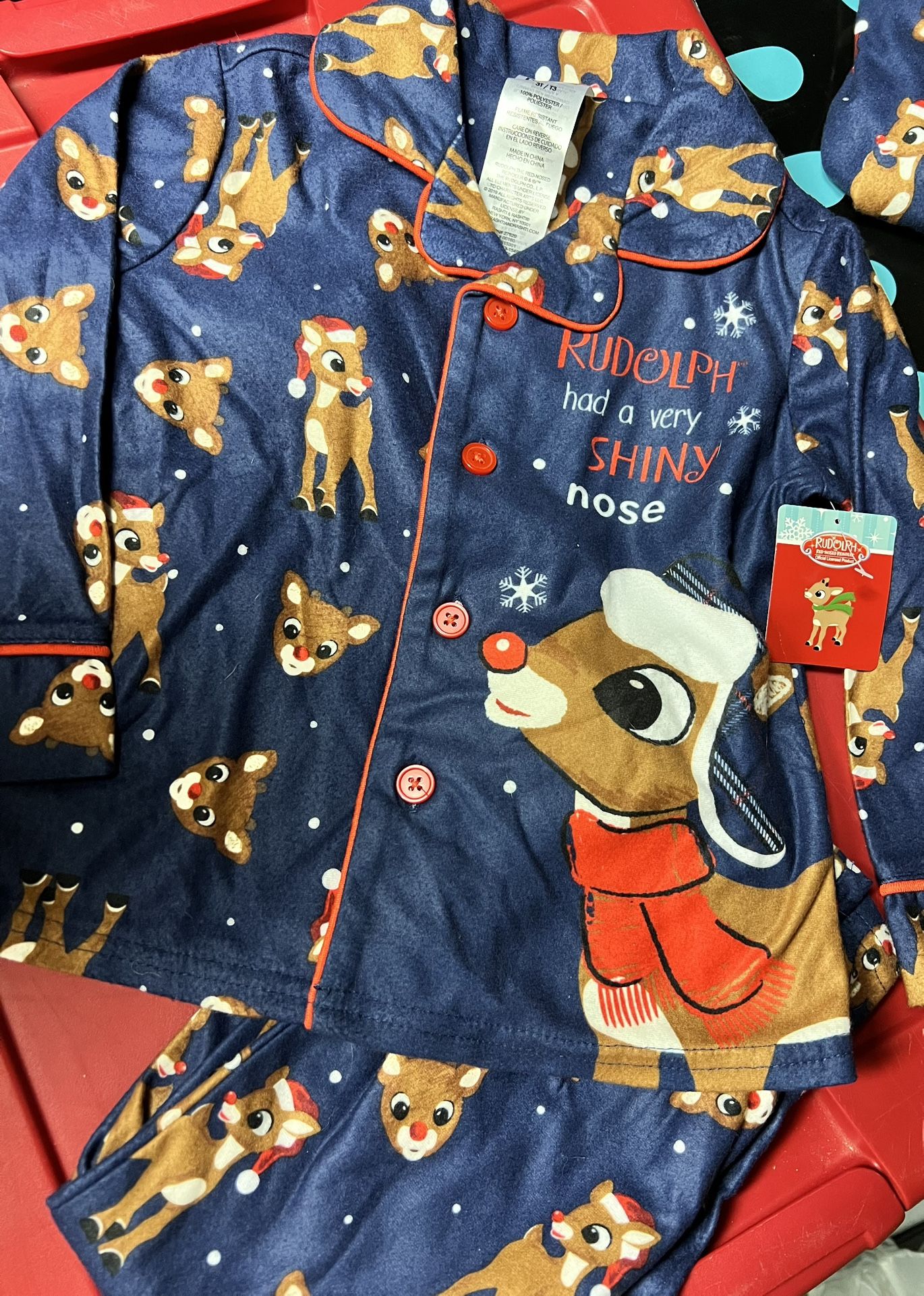 New. 2pc Soft Flannel Rudolph Pjs. 3T