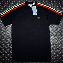 Adidas 3 Stripes Jamaica Shirt - Green, Yellow, Red Stripes