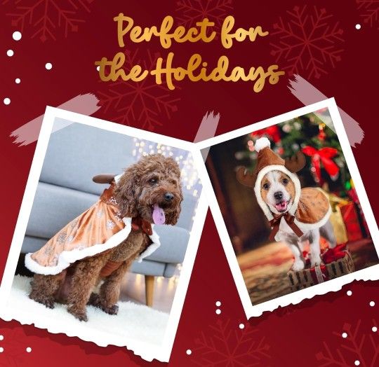 Dog Costume Christmas Dog Clothes Xmas Puppy Reindeer Elk Cloak Pet Cosplay Costumes Party Dressing up Dog Christmas Outfit for Medium Dogs Cats