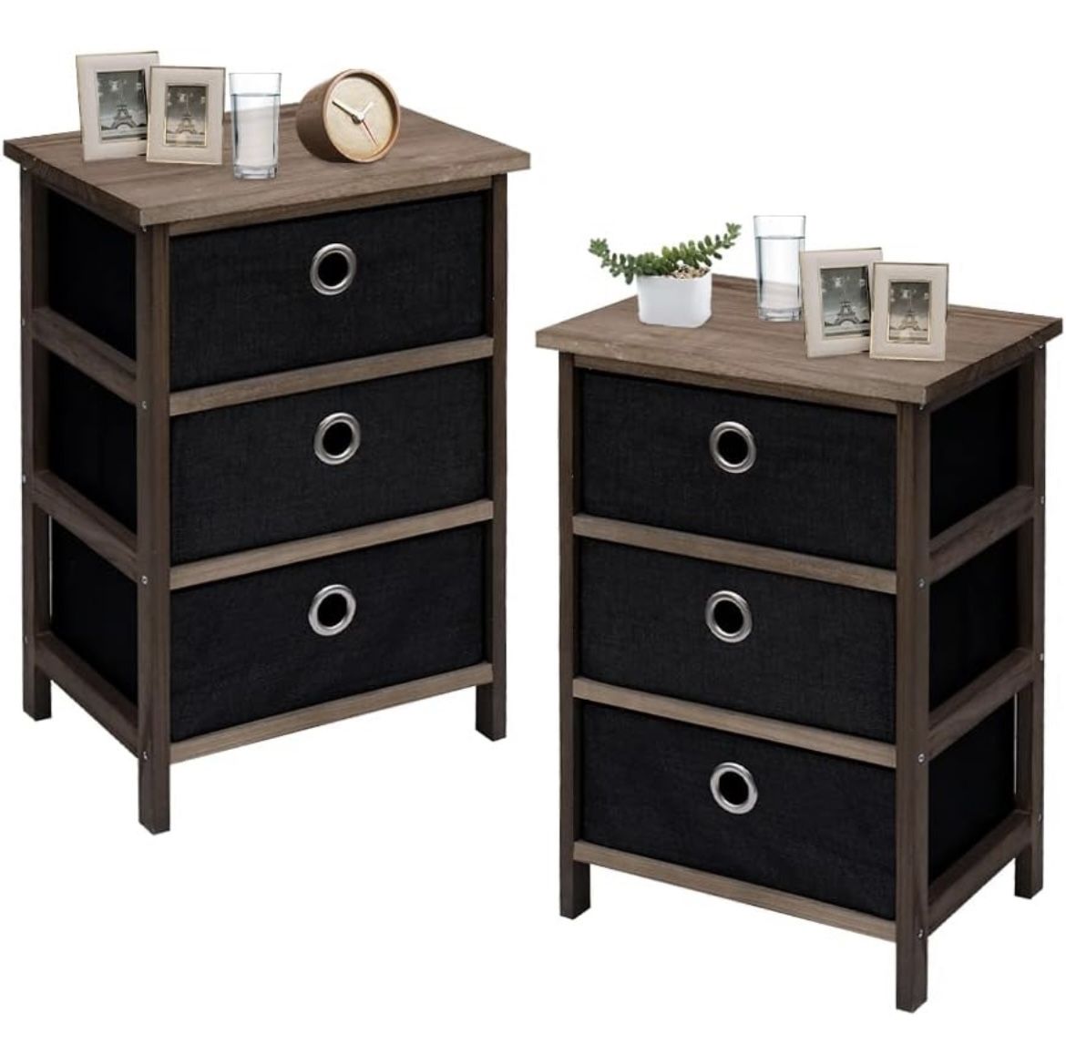 Nightstands bedside tables with 3 drawers both for $35