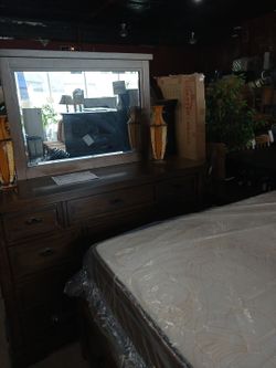 Dark Wood Dresser with Mirror