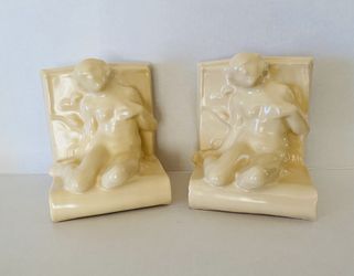 Vintage Art Deco Ladies Ceramic Bookends