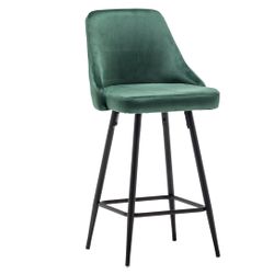 Green Velvet Barstool – Premium Upholstered Counter Height Chair, Halloween Party