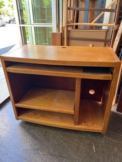 Oak Media Stand with Adjustable Shelves