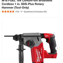 Milwaukee M18 1” SDS Plus Rotary Hammer Tool Only $270