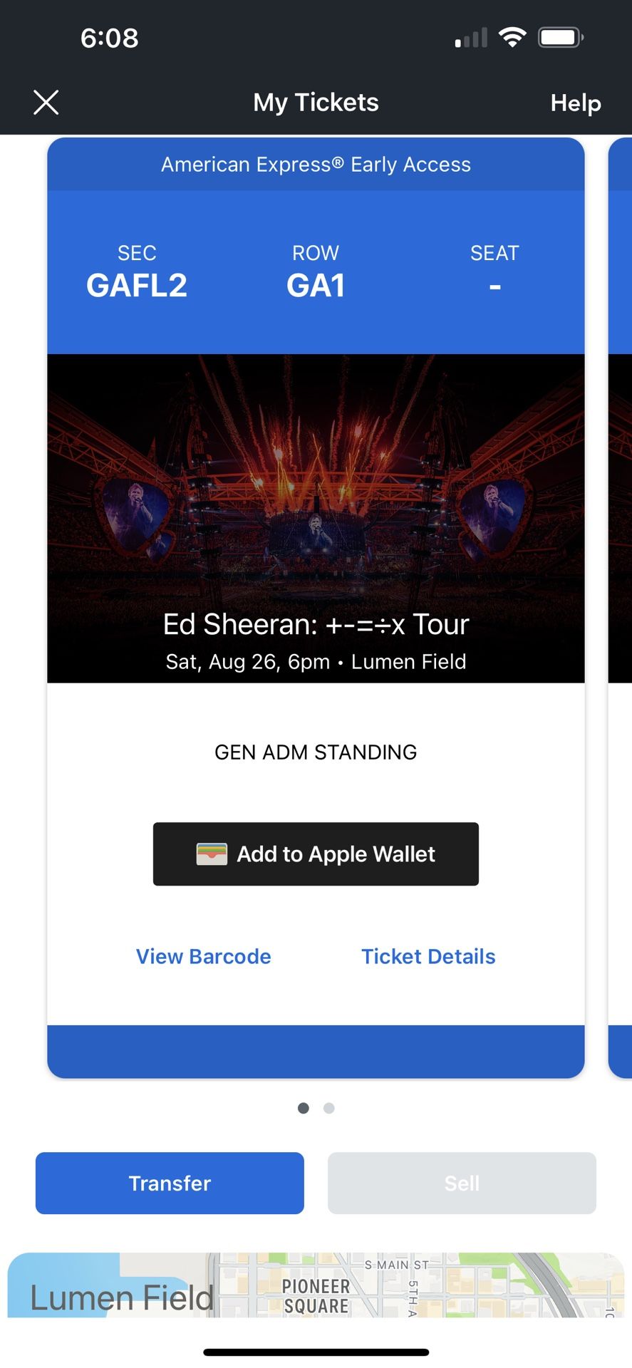 Ed Sheeran Floor Tickets (2) Seattle Lumen Field