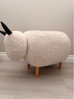Luxury Sheep Ottoman Plush Nursery Decor Stool Boucle Footstool