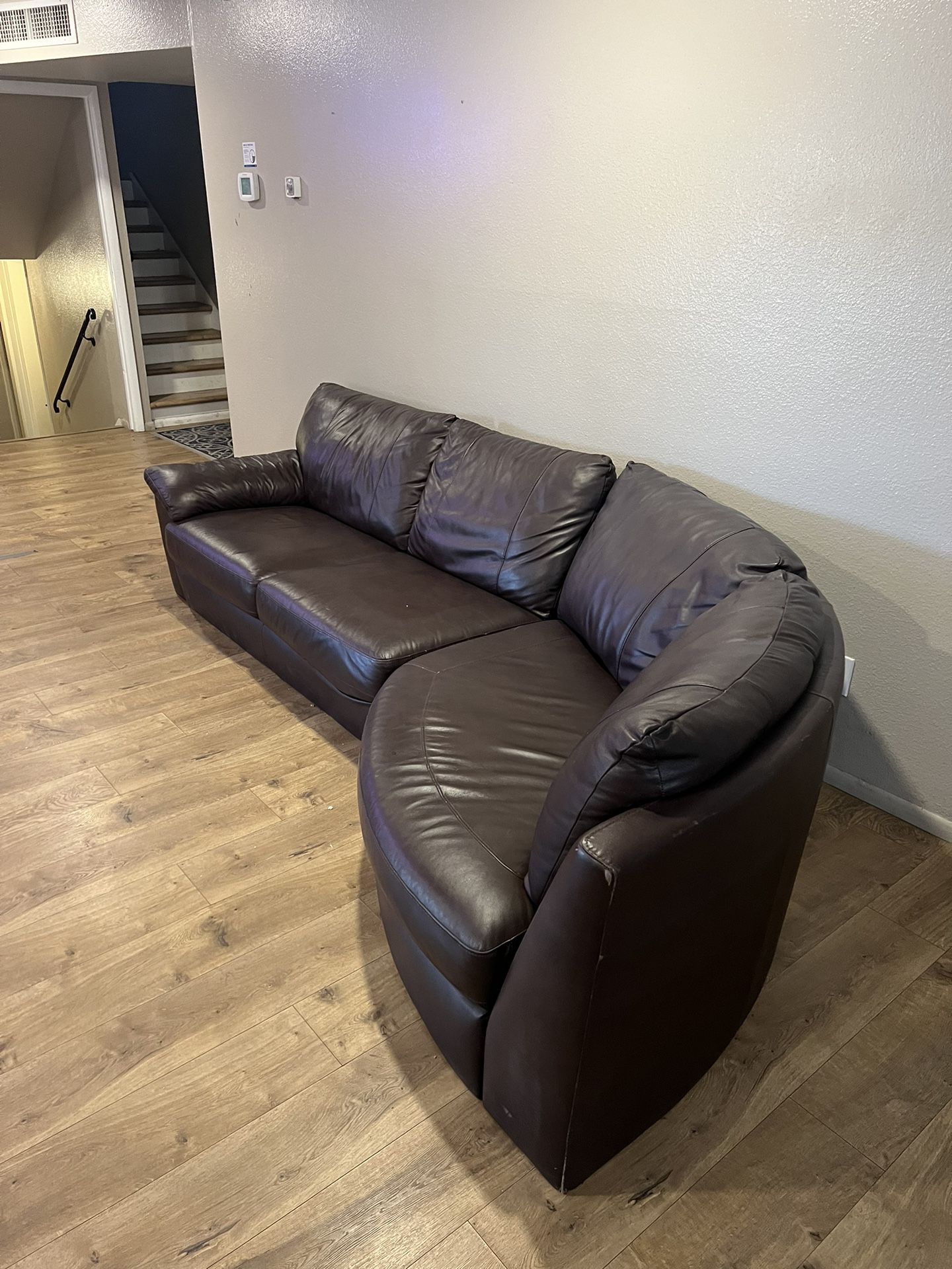 Dark Brown Leather Couch 