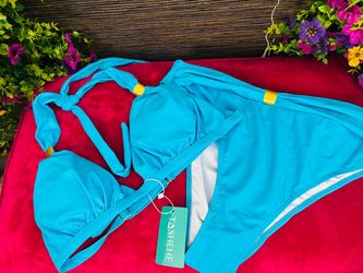 Tashehe Blue Halter Bikini Set