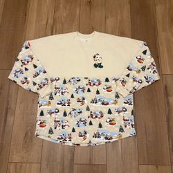Disney Disneyland 2021 Holiday cream Mickey Mouse & friends Spirit long sleeve Jersey shirt