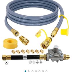 MCAMPAS 10 Feet 1/2" ID Natural Gas Quick Connect Hose and Regulator Replacement for Kitchen-Aid  Gas Grill Conversion Kit,Convert 4-Burner Ca