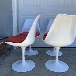 Mid Century Modern Tulip Office Desk Chairs White and Red (price per chair)