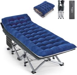 Camping Cot, Sleeping Cots, Portable Camping cots with Cushion, Pillow and Carry Bag, 1200D Double Layer Oxford, 600 LBS Weight Capacity Co