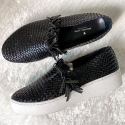 Michael Kors Collection Black Leather Fringe Shoes 7.5