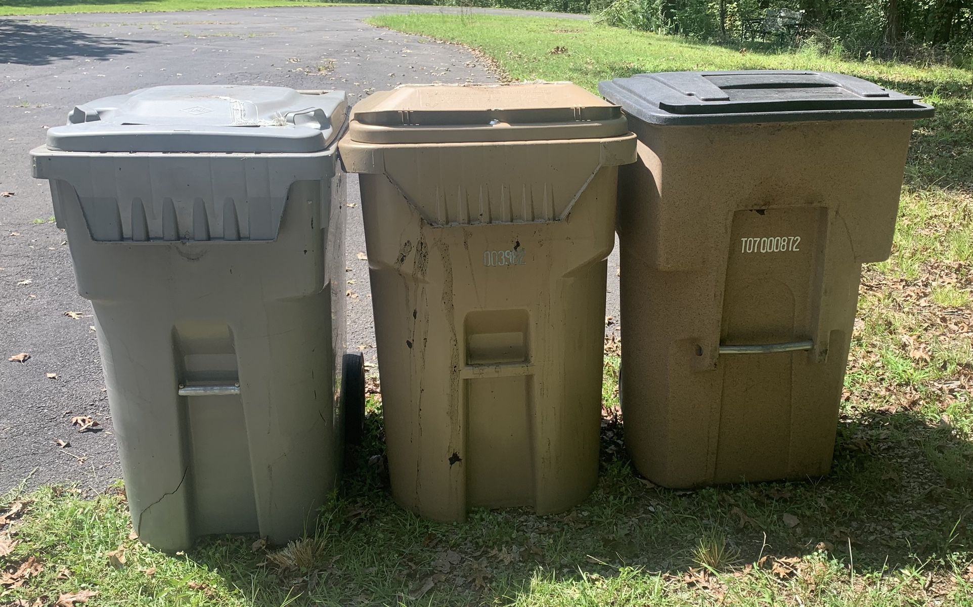 3 - Used 95-gallon Rolling Trash Bins