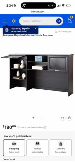 Realspace Magellan Collection Hutch, Espresso
