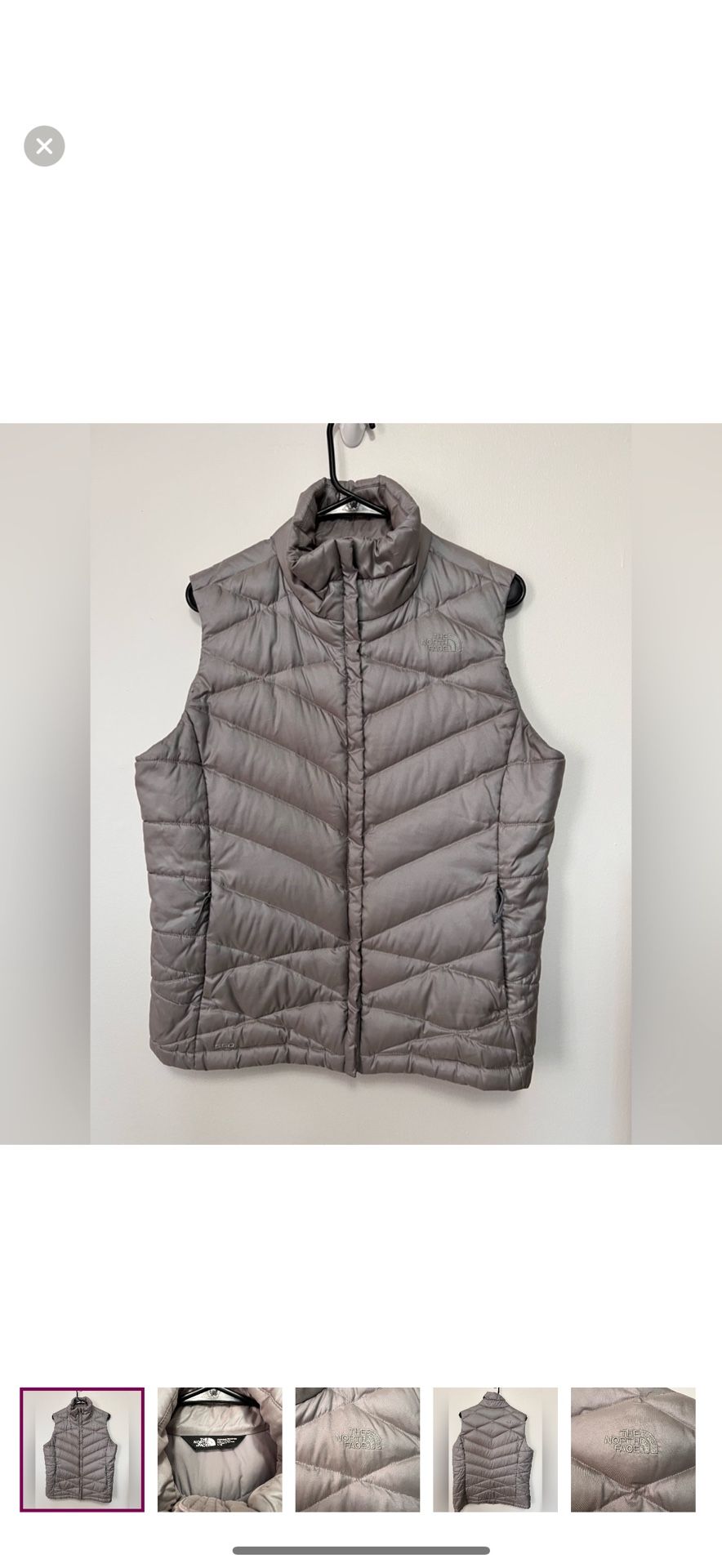 WOMENS LARGE NORTH FACE VEST PUFFER GREY