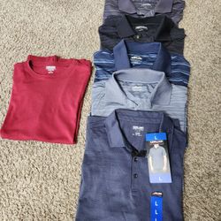 5 Men's Large Kirkland Polos and 1 Large T-shirt 