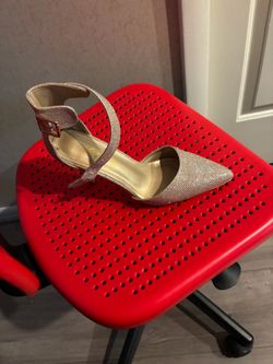 Glitter Pointed-Toe Ankle Strap Heels