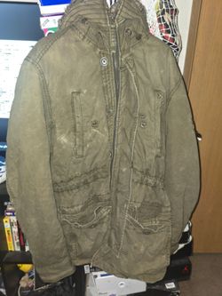 Abercrombie & Fitch Wilcox Jacket Large Green Faux Fur Hooded Parka Heavy Sz Xl