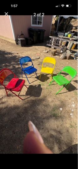 Colorful metal folding chairs