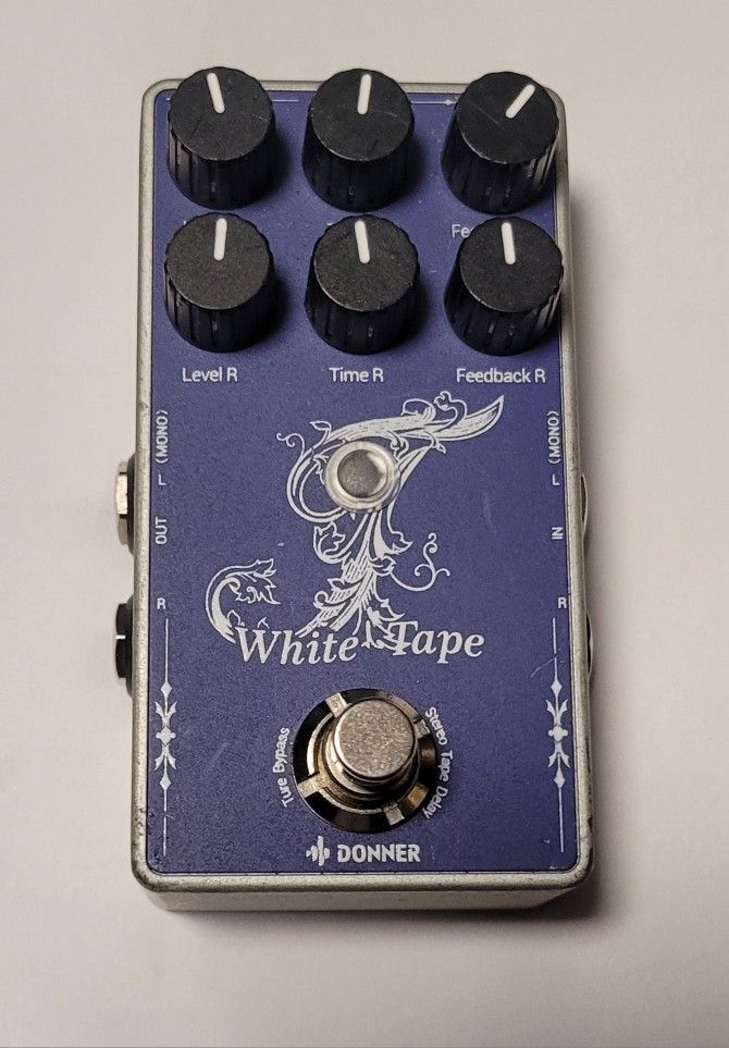 Donner EC1335 White Tape Delay Guitar Pedal w/ True Bypass