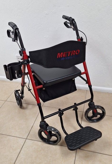 in-1 Senior Walker with Seat, Footrest and Backrest
