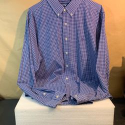 Ralph Lauren Blue Striped Classic Fit XL Long Sleeve Shirt 